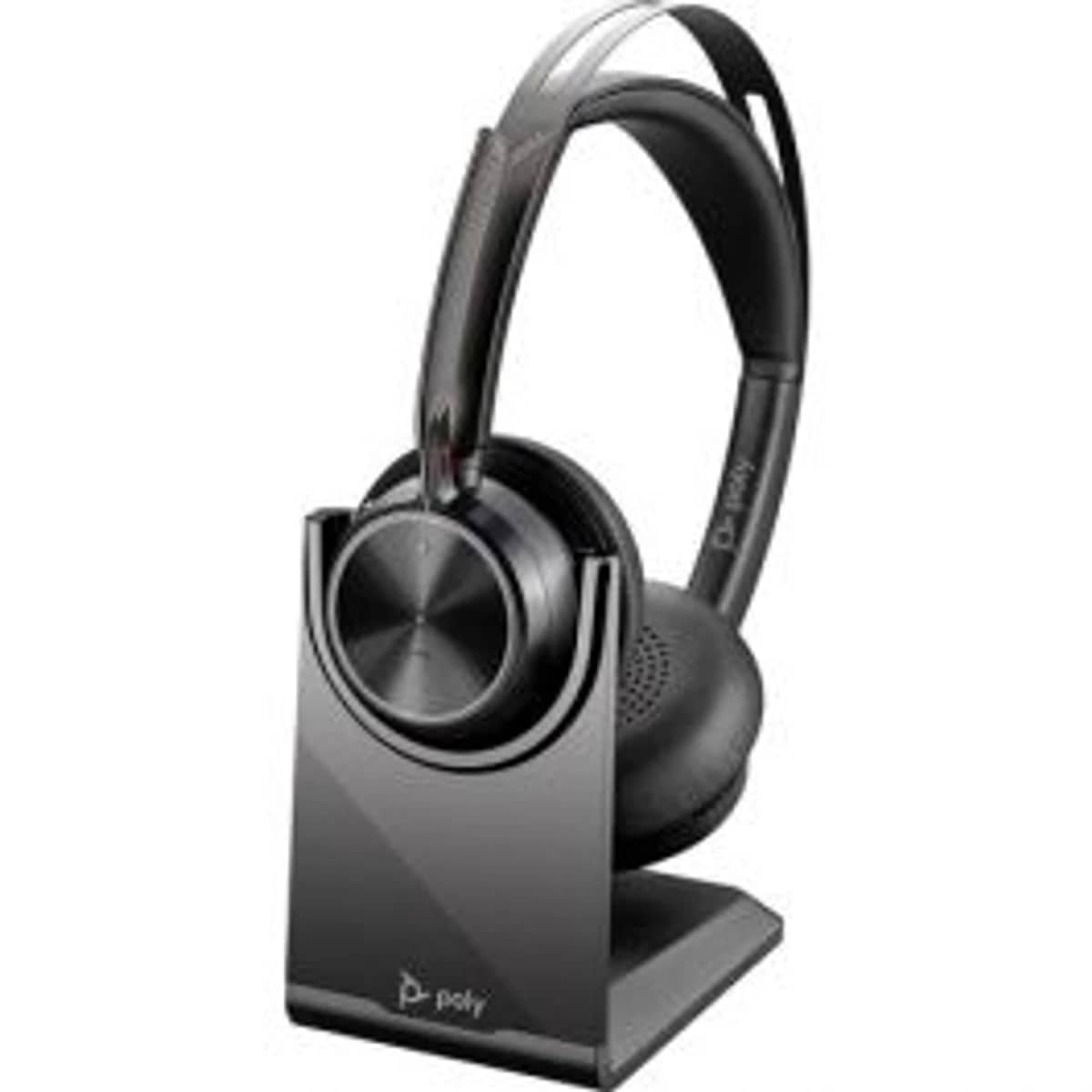 Poly Voyager Focus 2 UC USB-C-C Headset mit Ladestation, USB-C/A Adapter